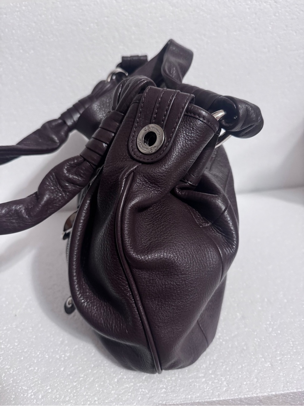 b. makowsky Dark Brown Pebbled Leather Shoulder Bag - Picture 2 of 8
